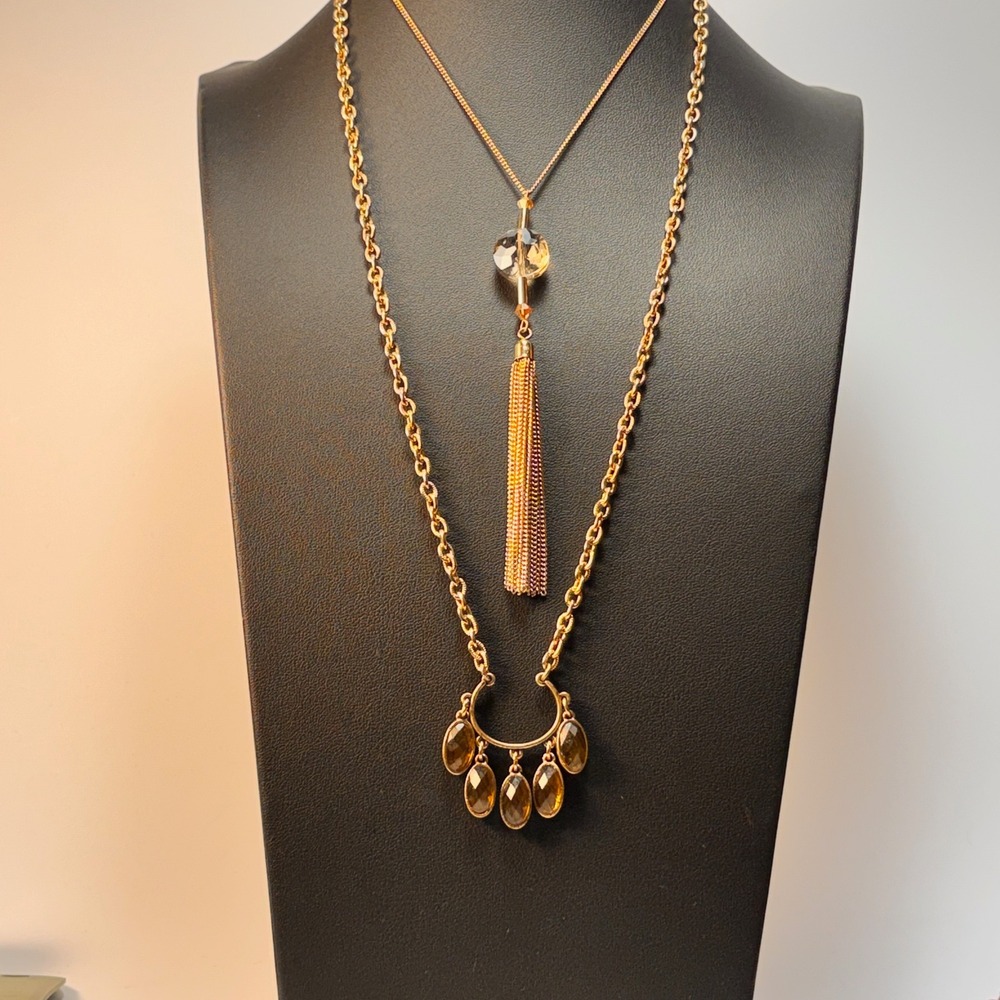 Layered Tassel Necklace Set‎ Gold Tone Boho Chic Dark Academia Whimsical Goth